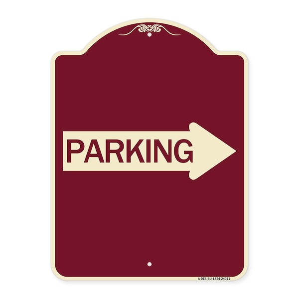 Signmission Parking With Right Arrow Heavy-Gauge Aluminum Architectural Sign, 24" x 18", BU-1824-24371 A-DES-BU-1824-24371 - main